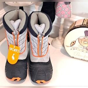 Sporto Blue/Grey/Orange Boys Zip Up Front Winter Boots Size 11M NWT